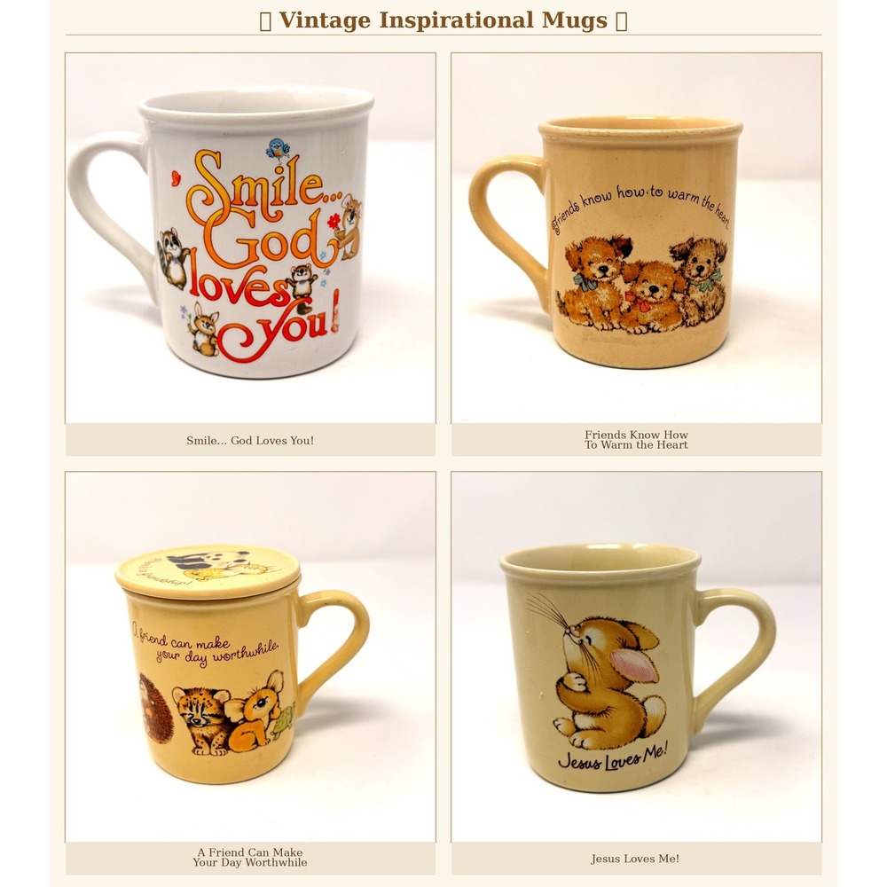 Vintage Hallmark Mugs Set‎ of 4 – Inspirational Religious Friendship – Japan